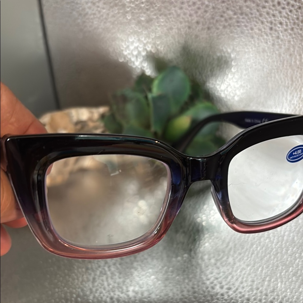 Chic Brown/Pink Gradient Square 4x Reading Glasses - image 3